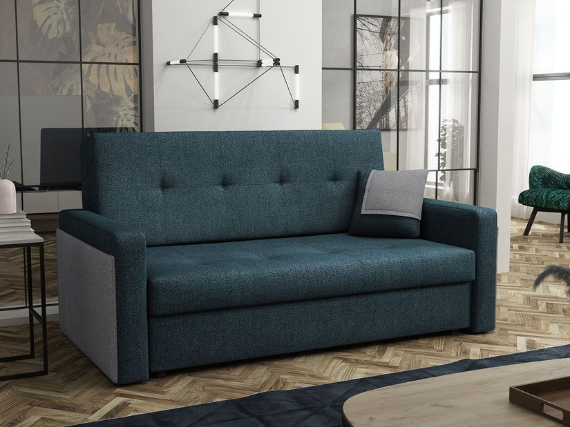 Sofa na razvlačenje Clovea Mel III (plava + svijetlosiva) (s prostorom za odlaganje)