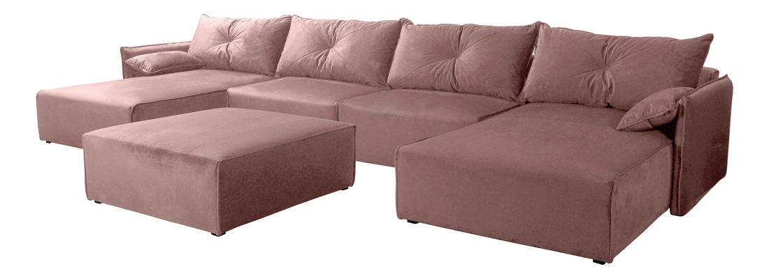 Set canapea fotoliu Leonaro Puf U (roz)