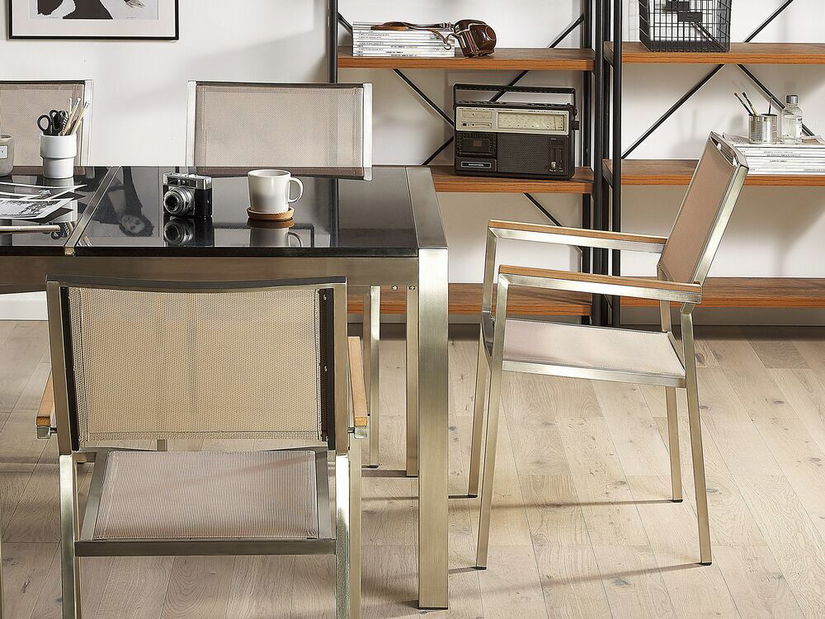 Záhradná jedálenská sada Grosso (béžová) (6 béžových stoličiek)