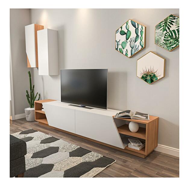 Mobilier living Ziva (Alb + teak) 