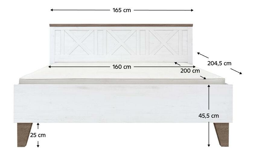 Pat matrimonial 160 cm Telegrafo (pin canyon + stejar sonoma trufă) (cu somieră) *lichidare de stoc