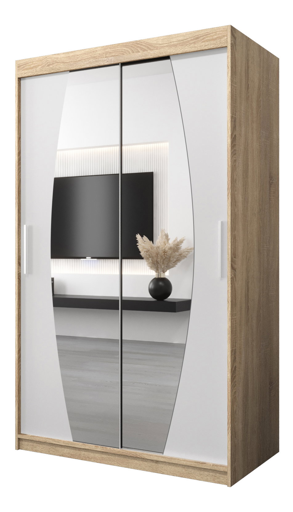 Šatníková skriňa 120 cm Eclipse (dub sonoma + biela matná)