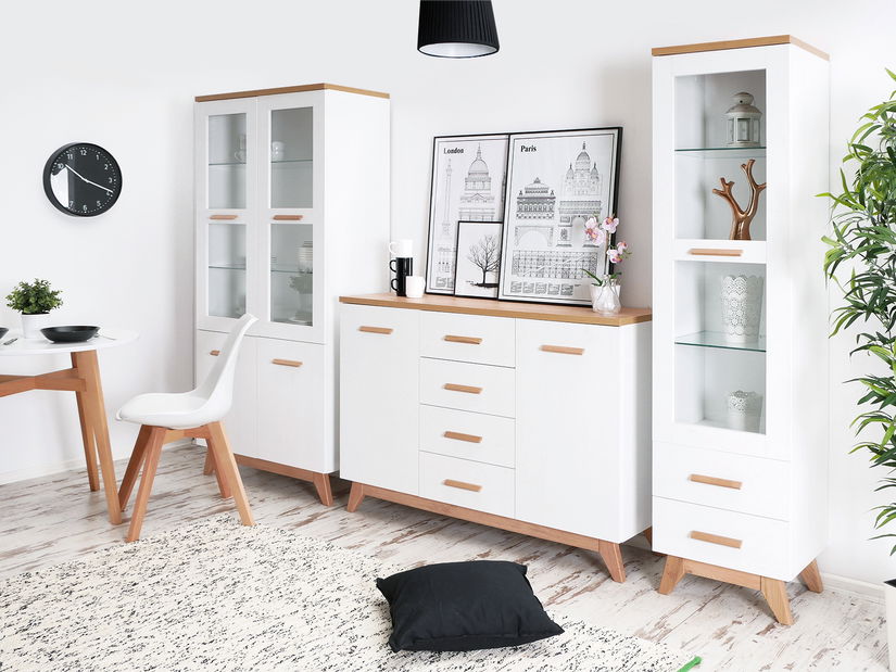 Vitrína Balones BG04 (biela + dub)