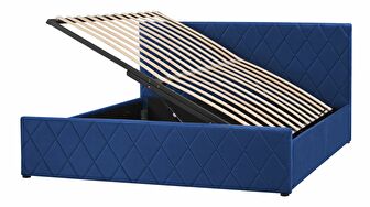 Bračni krevet 160 cm Rhett (plava) (s podnicom i prostorom za odlaganje)