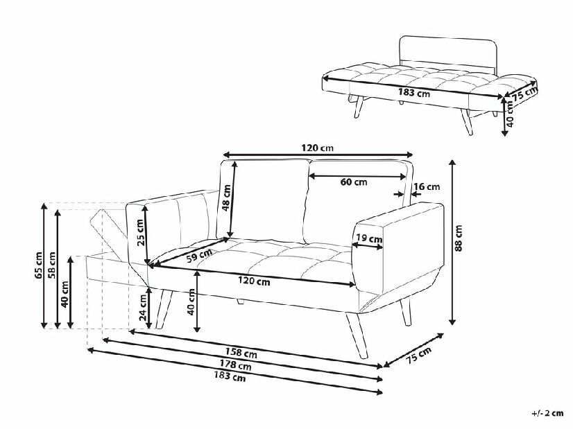 Sofa dvosjed Bromley (svijetlo siva)