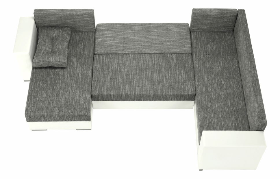 Rohová sedačka v tvare U Stalira (biela + sivohnedá)