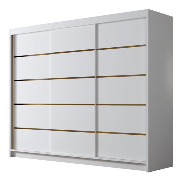 Dulap de haine cu uși culisante Fozzurt VII 250 (Negru + Alb + auriu) 