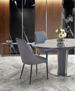 Masă de sufragerie Roder (marmură gri + gri închis) (pentru 4 până la 6 persoane)