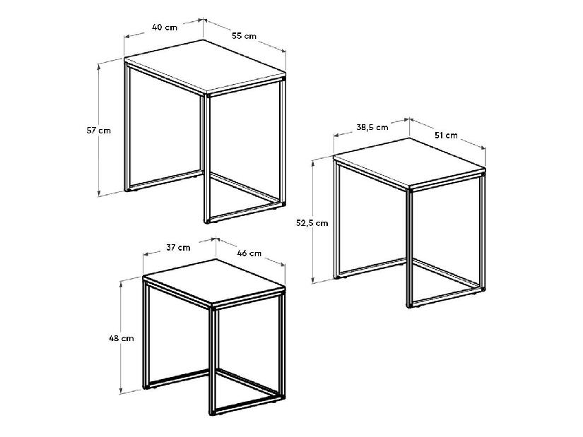 Set 3buc. măsuțe cafea Lepuki (nuc + negru)