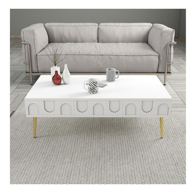 Súprava nábytku do obývacej izby Lyantela (biela + zlatá)