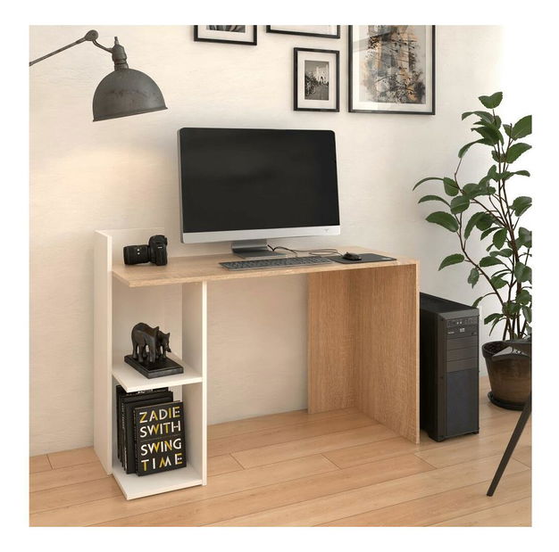 PC asztal Zunno (fehér + sonoma tölgy)