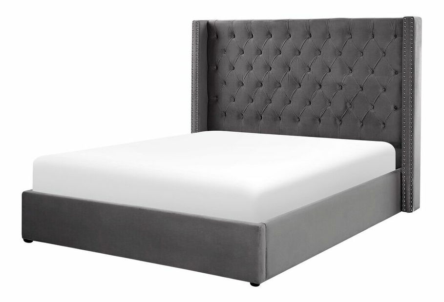 Franciaágy 160 cm LUBECK (poliészter) (szürke)