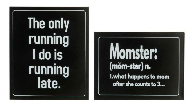 Dekorácia na stenu Jolipa Tabula / Tabuľka instant Happiness (35x27x1cm) (Čierna + Biela) (2ks)