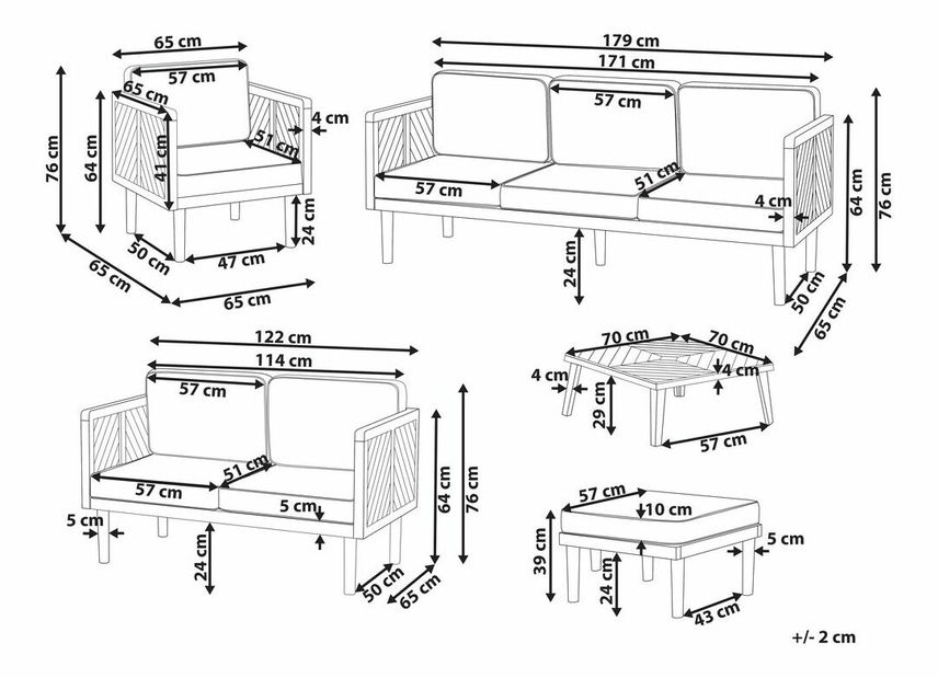Záhradná zostava Blas (svetlé drevo + krémová)