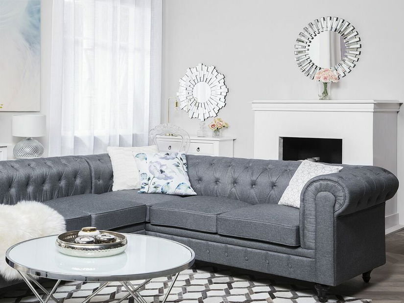 Rohová sedačka Chichester (sivá) (L)