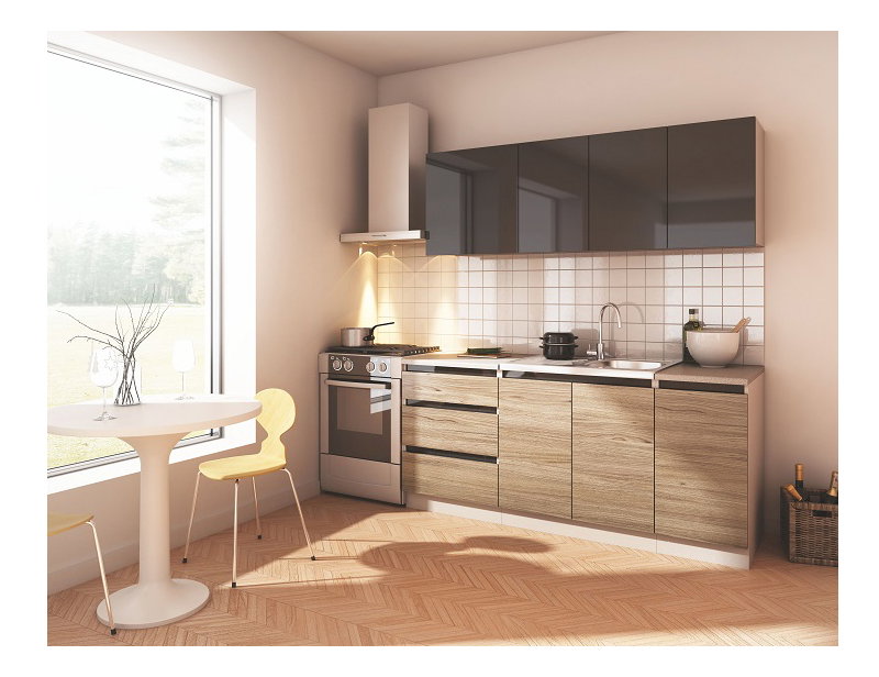 Kuchyňa Senechal 180 cm (lesk antracit + dub sonoma trufel) *výpredaj