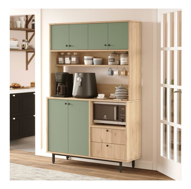 Polcos szekrény Rebutia 5 (tölgy + zöld)