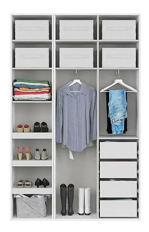 Dulap de haine Flex 23 (alb + gri) (cu oglindă)