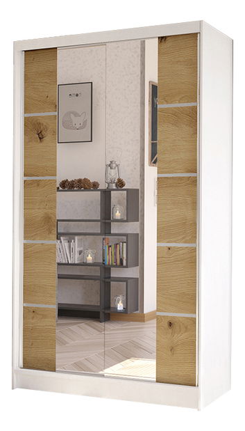 Dulap de haine Delana V (Alb + Stejar artisan)