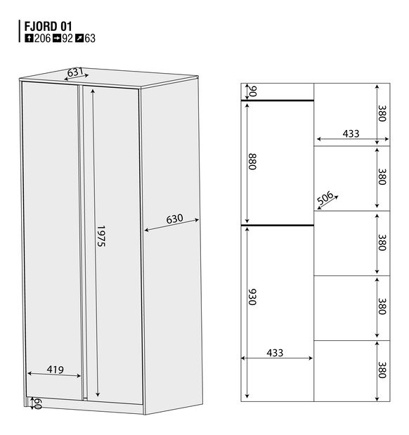 Šatníková skriňa Fjord 01