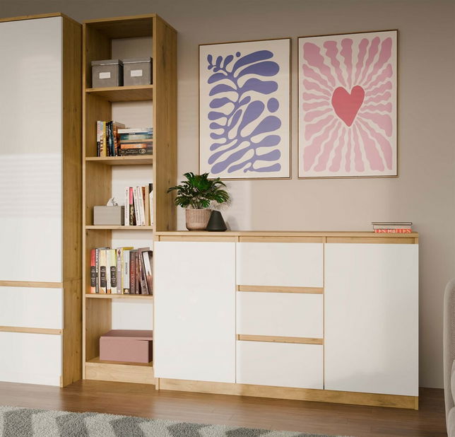 Komoda Musecalo 11 (dub artisan + biela)