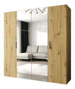 Dulap de haine 200 cm Borry 2 (Stejar artisan + Argintiu)