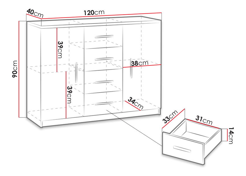Comodă Klary KE1 (stejar monastery)