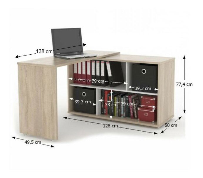 Rohový PC stolík Aston Dub sonoma