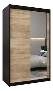 Ormar za garderobu 120 cm Toki 2 (crna mat + hrast sonoma)