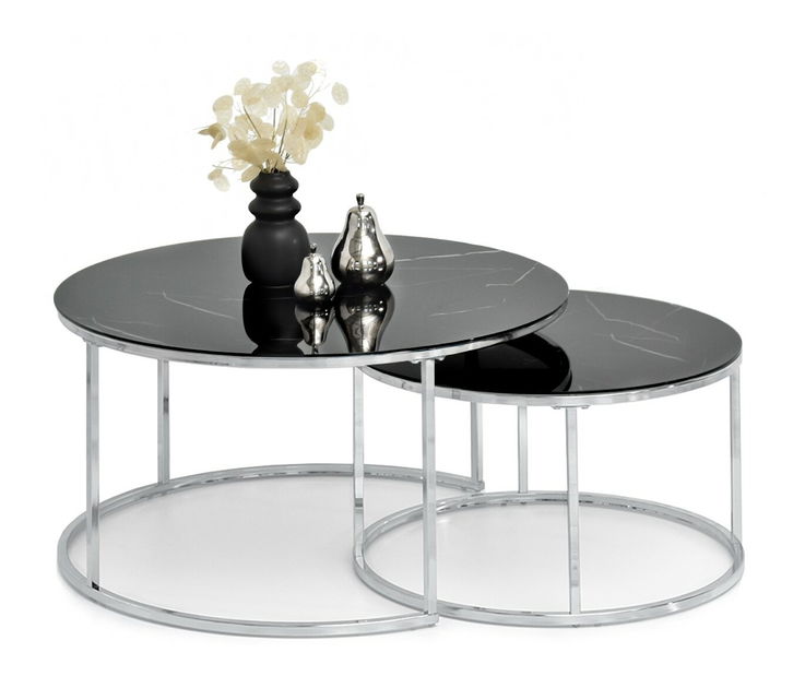 Dohányzóasztal Grande (fekete márvány + króm)