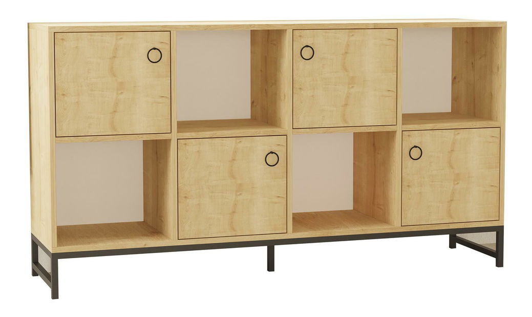 Regál Masumu (dub zafírový + čierna) 