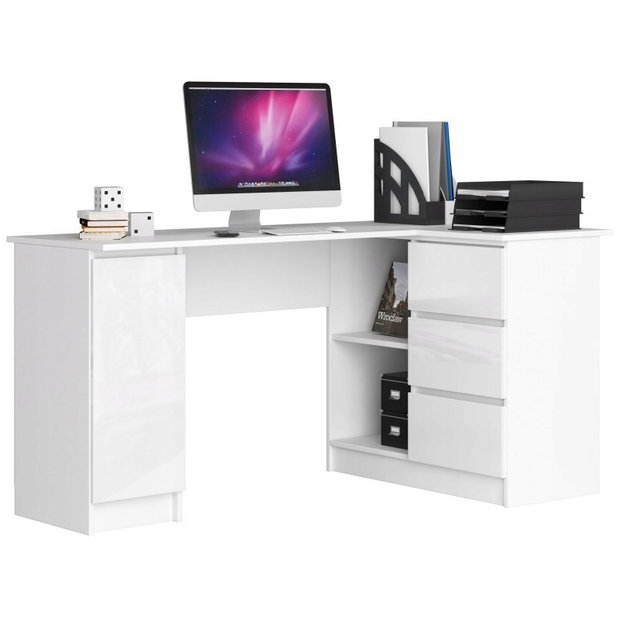 Rohový PC stolík Nyper (biela)