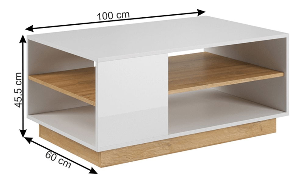 Masă de cafea Cethos (alb + stejar grandson)