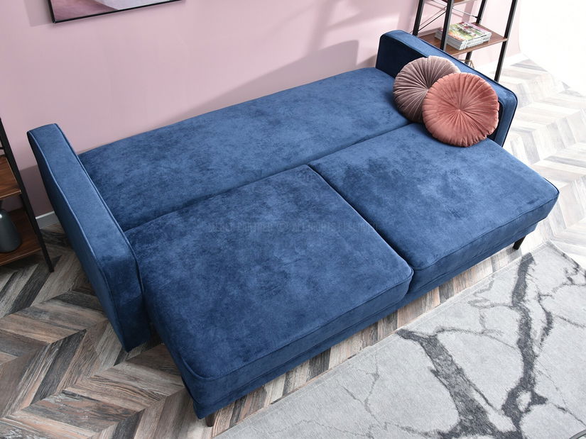 Kétszemélyes kanapé Legacion (sötétkék + dió)