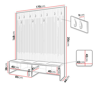 Mobilier hol Esmaldos V (Stejar artisan + Negru + Alb) 