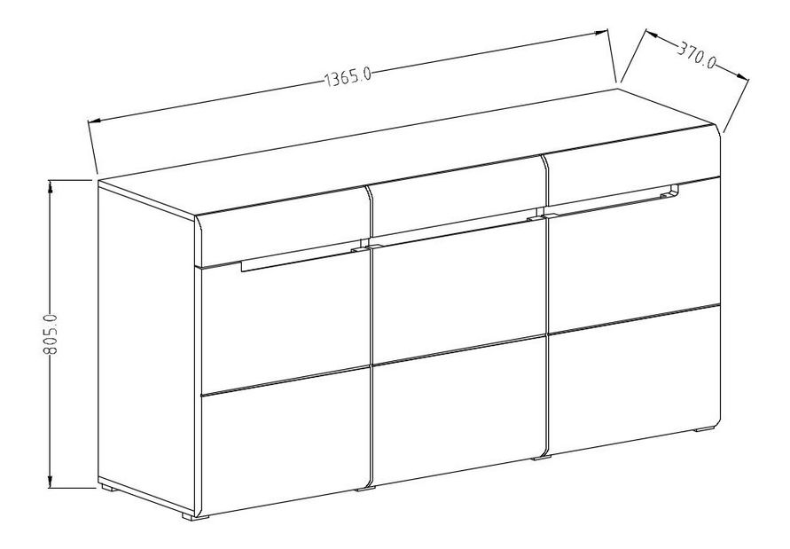 Komoda Hayle Typ 42 (biela + biely vysoký lesk)