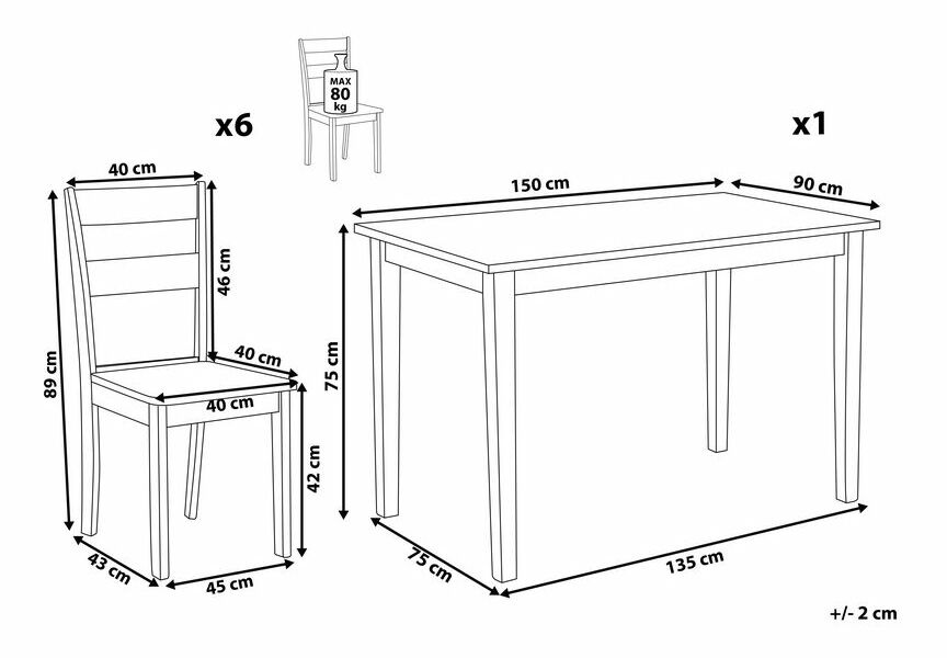 Jedálenský set Georgi (pre 6 osôb) (čierna)