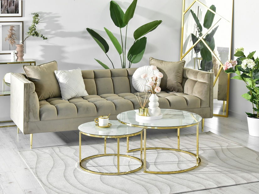 Stolić za kavu Grande (bijeli mramor + zlatna)