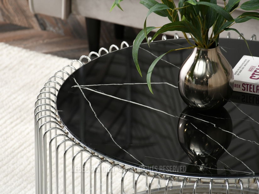 Măsuță de cafea Nils Xl (marmură neagră + crom)