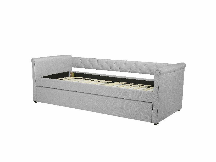 Jednolôžková posteľ 90 cm LISABON (polyester) (sivá) (s roštom) *výpredaj