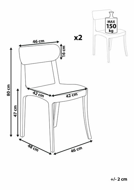 Set 2 ks jedálenských stoličiek Cobey (priehľadná)