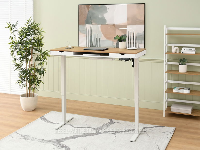 Masă PC Osto 140 (stejar alb + alb)