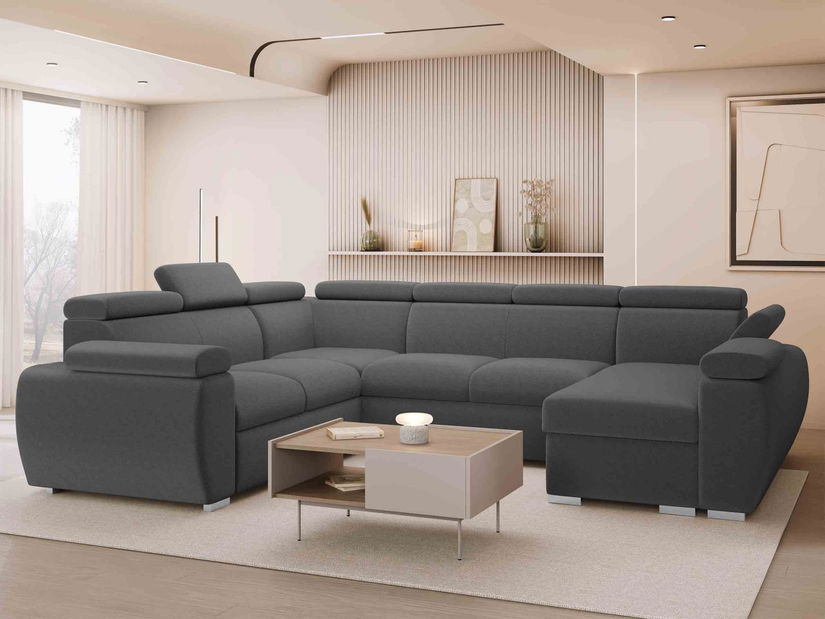 Rohová sedacia súprava Gozo U (sivočierna) (P)