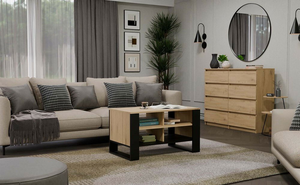 Măsuță de cafea Maduro Slim 2 (stejar artisan + negru)