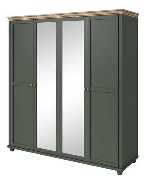 Ruhásszekrény tükörrel Elvina S Typ 2 (zöld + lefkas tölgy)
