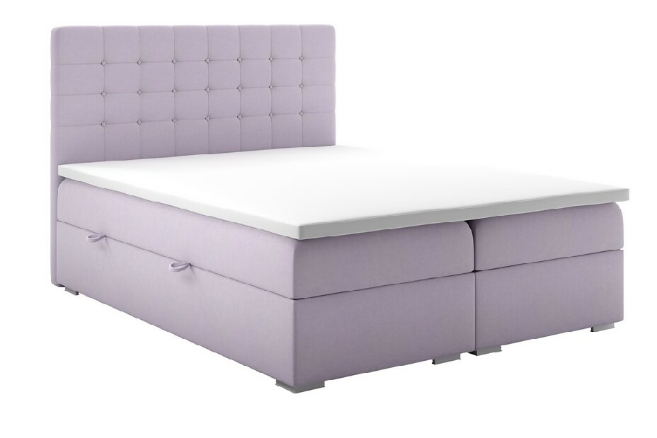 Franciaágy Boxspring 180 cm Clady (világos lila) (tárolóhellyel)