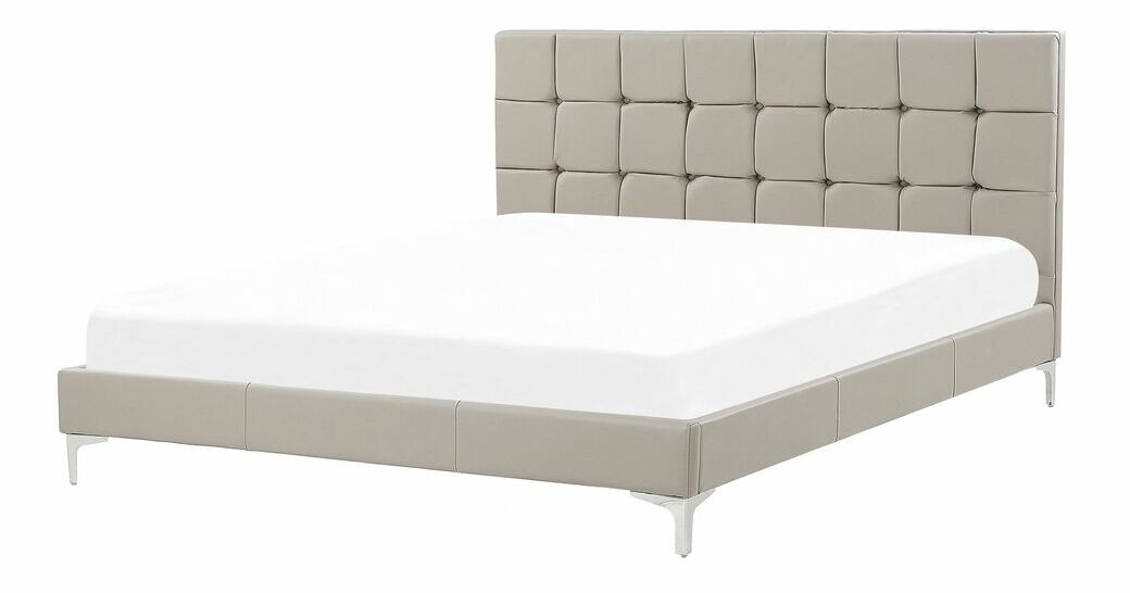 Manželská posteľ 140 cm AMART (sivá) (ekokoža) (s roštom)