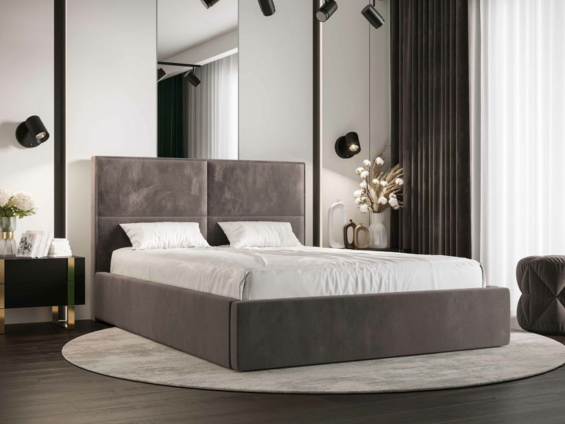 Manželská posteľ 180 cm Alfonso (hnedá) (s roštom a úložným priestorom)