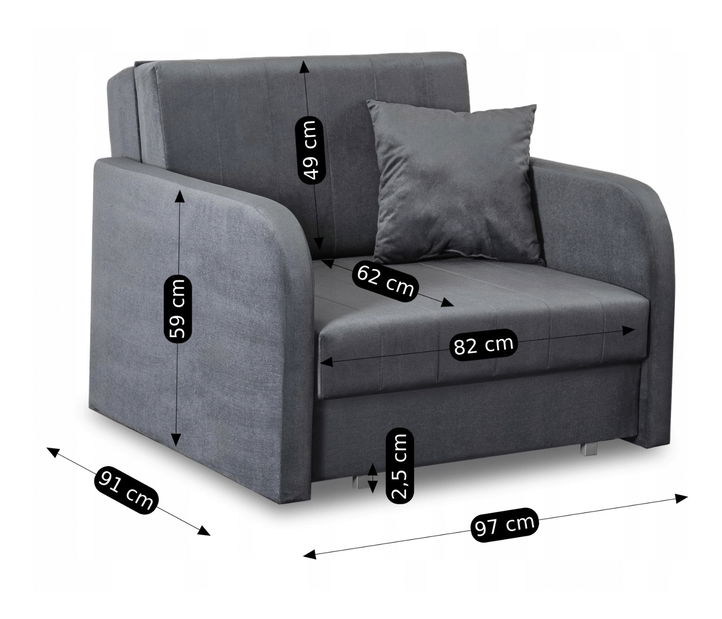 Rozkladacie kreslo 2 ks Verne 1 (sivá) 