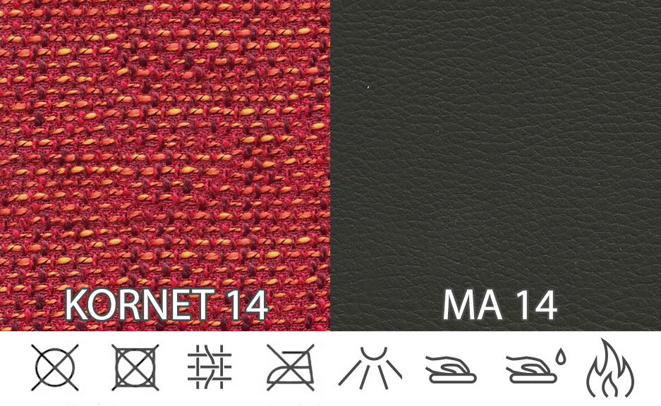 Rohová sedačka Monarda (červená + čierna) (s taburetkou) (L)